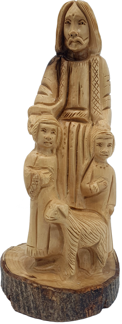 Zuluf Handcrafted Olive Wood Good Shepherd Statue