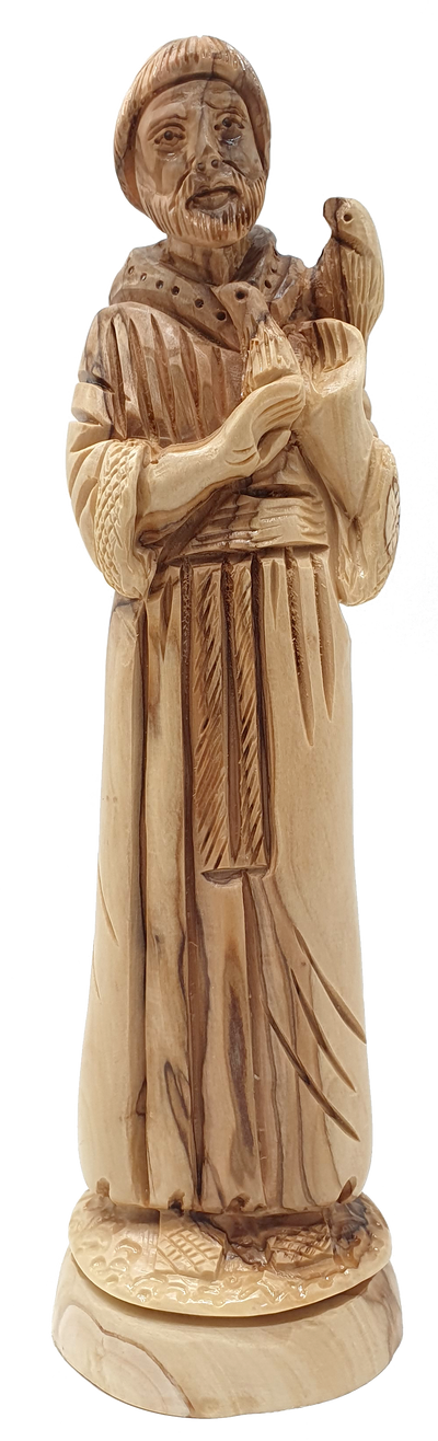 Hand Carved Olive Wood Saint Francis Statue 8.9 In