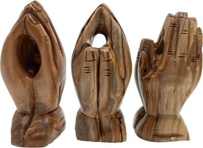Olive Wood Praying Hands Sculpture from the Holy L