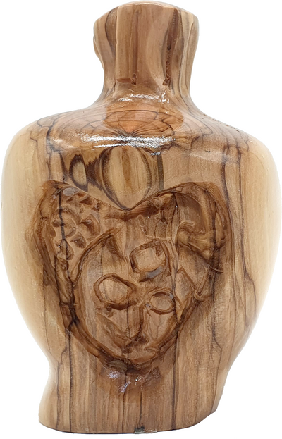 Olive Wood Holy Family Apple Shape Nativity Figurine Handcrafted Bethlehem 3.9 Inch