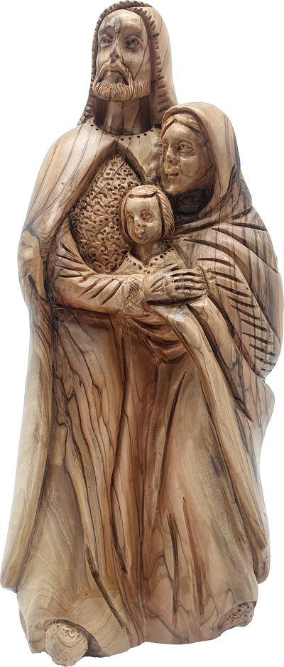 Hand Carved Olive Wood Holy Family Statue for Home Decor 10.3 Inch