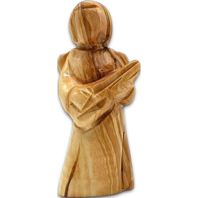 Handcrafted faceless angel with guitar figurine carved from genuine Bethlehem olive wood, a timeless Holy Land keepsake.