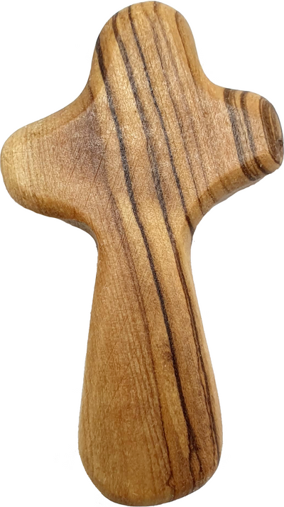 Olive Wood Hand Held Comfort Cross from Holy Land in Multiple Sizes - Main
