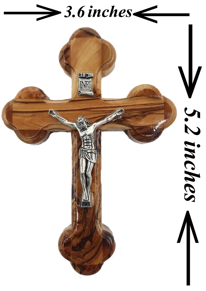 Fourteen stations olive wood crucifix orthodox catholic wall cross - 13cm