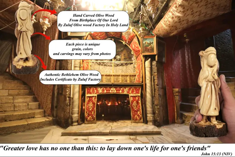 Good shepherd olive wood statue handcrafted in the holy land - figures