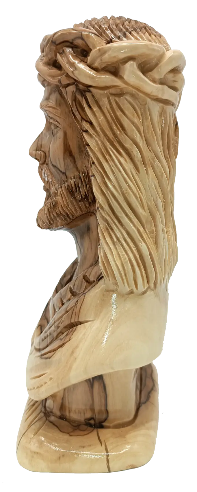 Hand carved jesus christ bust in olive wood - figures