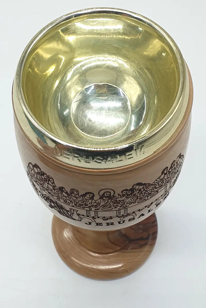 Hand carved olive wood communion cup from jerusalem - lathe