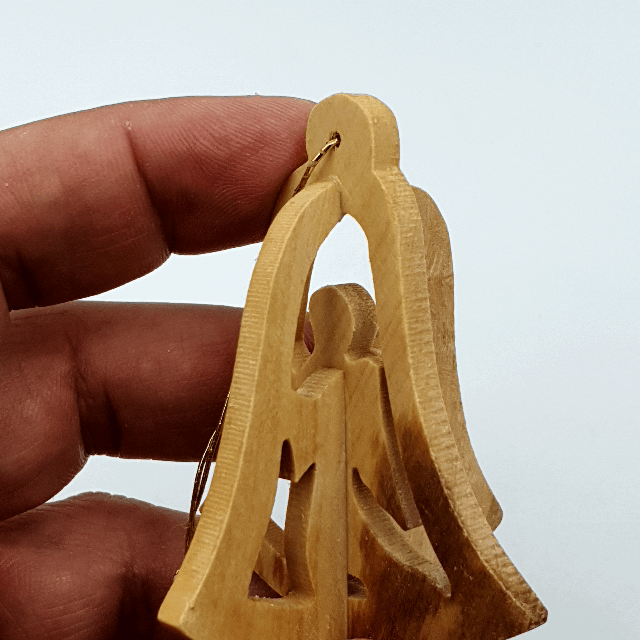 Hand carved olive wood holiday ornaments from the holy land