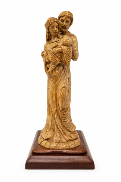Hand carved olive wood holy family statue – mary joseph & baby jesus | handmade in bethlehem - figures