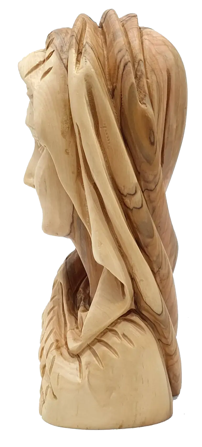 Hand-carved olive wood virgin mary head from bethlehem religious decor - figures