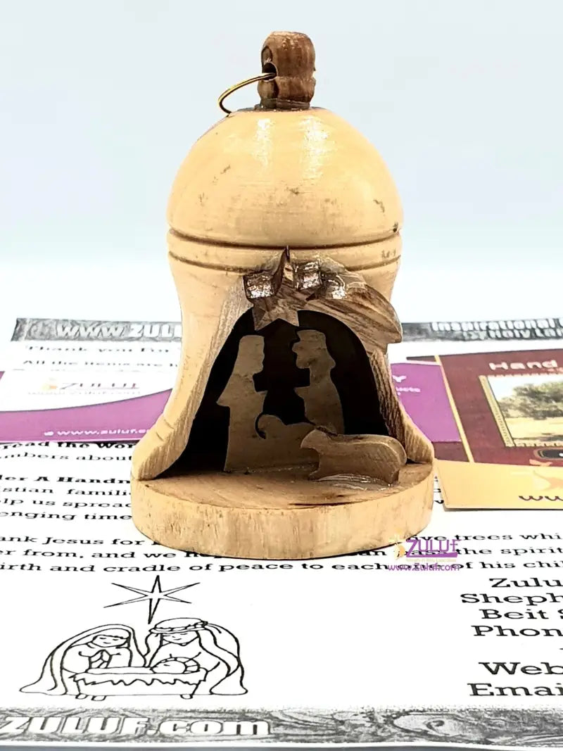 Hand made olive wood ornament from the holy land - ornaments