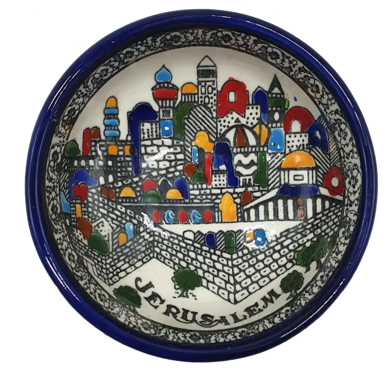 Handcrafted hebron ceramic bowl authentic palestinian pottery 3.5 inch - cr009