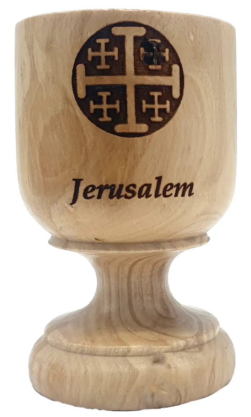 Handcrafted olive wood candle holder for home decor and gifts - lt007 jerusalem cross - lathe