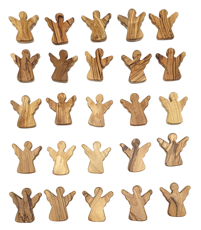 Handheld olive wood guardian angel figurine from zuluf - 25