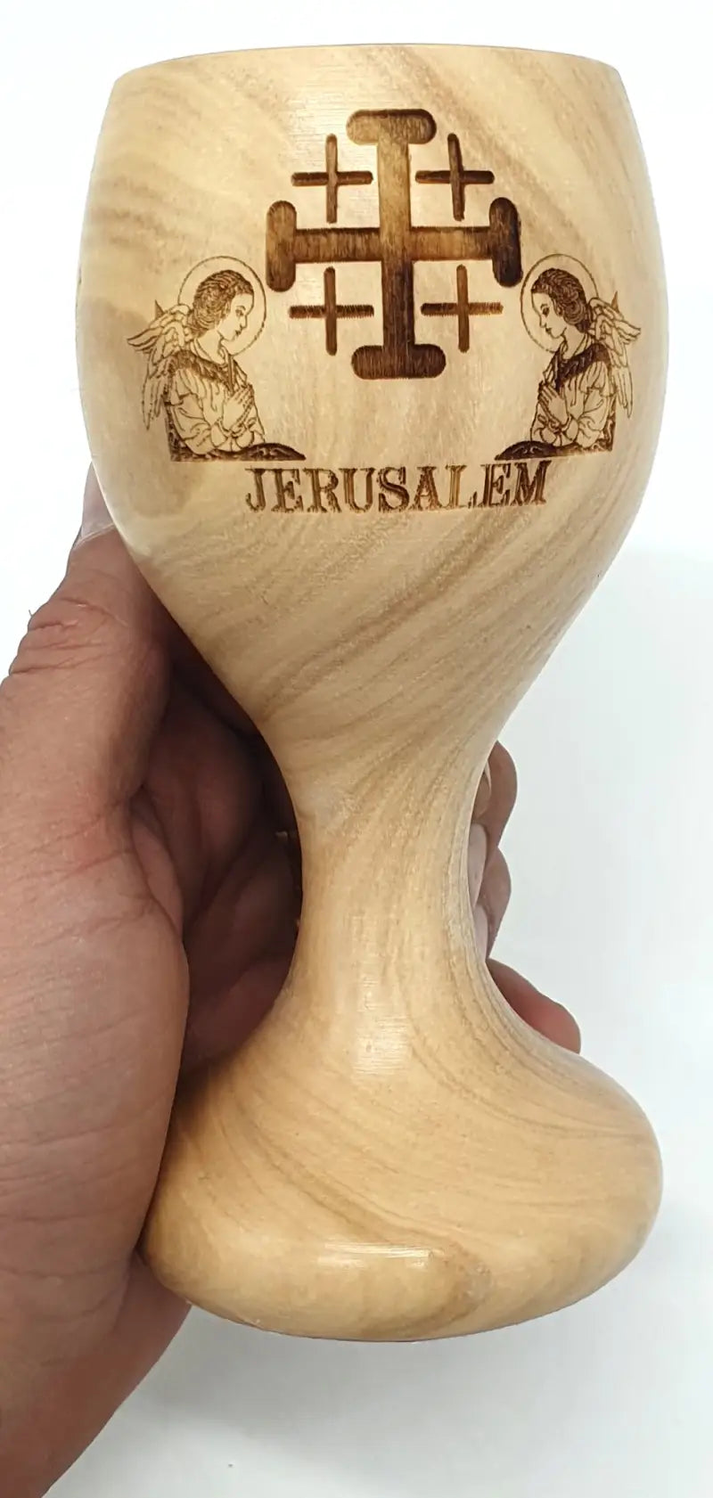 Handmade olive wood chalice from bethlehem - lathe