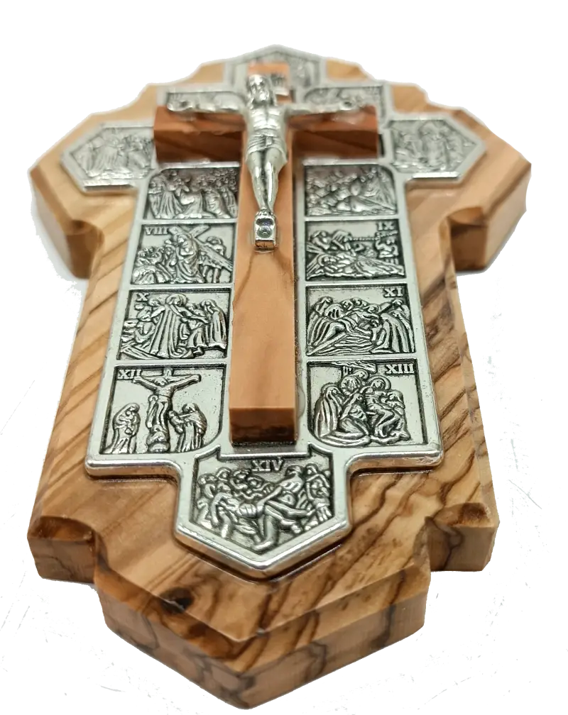 Handmade olive wood jerusalem cross with 14 stations – crafted in the holy land a meaningful gift from - crosses