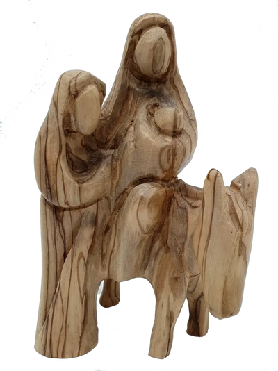 Large hand carved nativity olive wood holy family flight to egypt statue