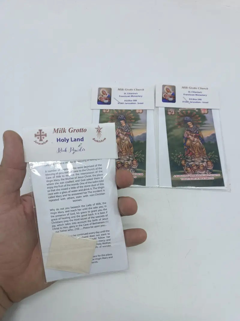 Milk grotto holy land rock powder – 3.5’’ x 2.9’’ fertility blessing from bethlehem | virgin mary devotional