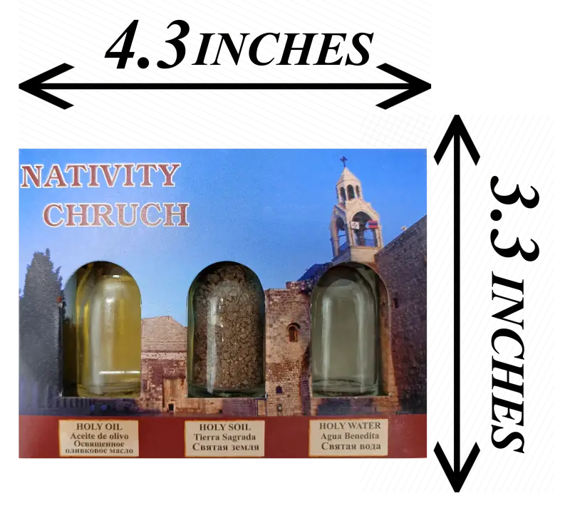 Nativity church holy land 3-piece gift set – blessed oil water & soil | authentic christian souvenir from bethlehem