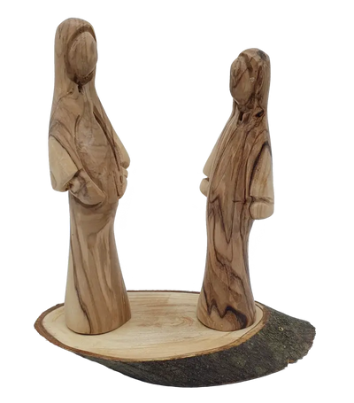 Olive wood mary and elizabeth statues handcrafted in bethlehem 5.5 inch