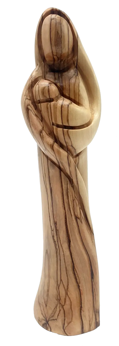 Olive wood mary holding baby jesus statue handmade in bethlehem - figures