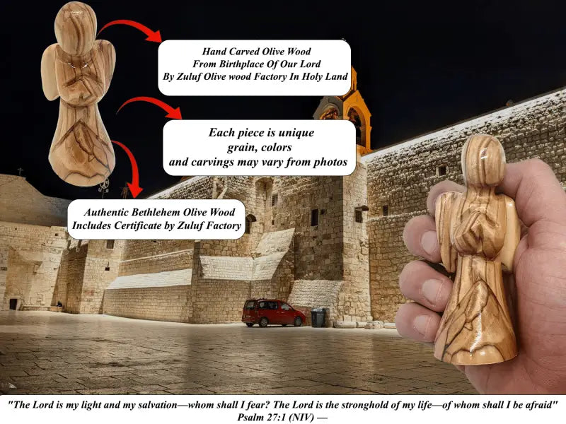 Small handcrafted olive wood figure from bethlehem 3.5 inches figures