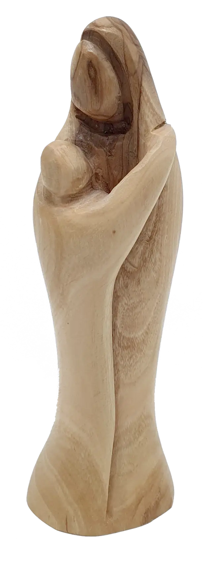 Virgin mary and baby jesus handcrafted olive wood statue 5.3 inch