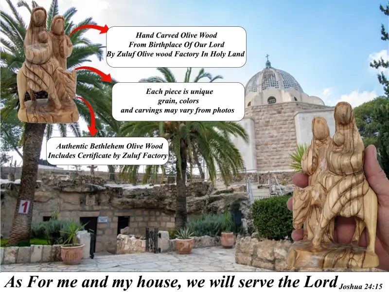 Zuluf olive wood nativity statue flight to egypt scene 6.6 inch