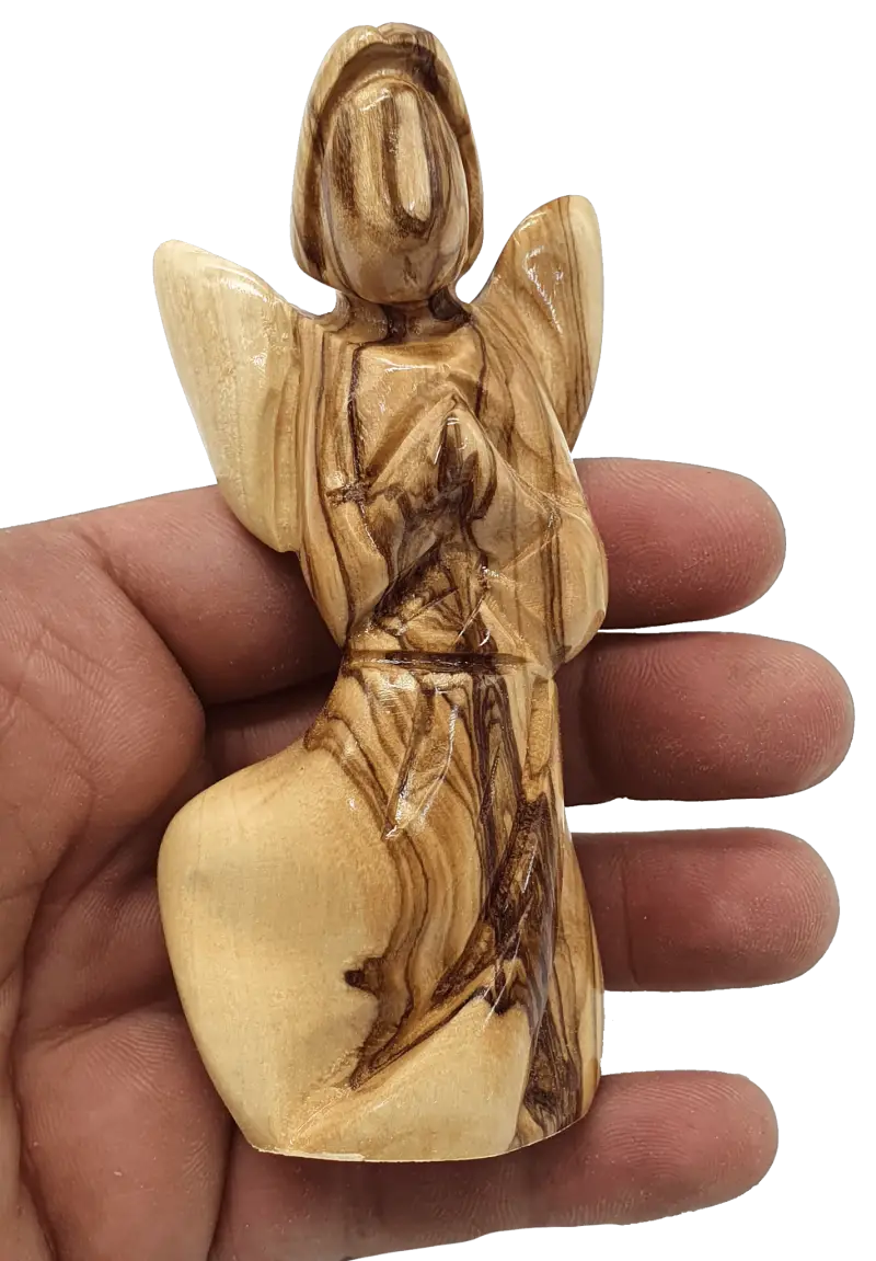 Zuluf olive wood praying angel figure handcrafted decor - figures