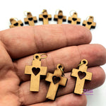 10 Olive Wood Crosses Bracelet Supplies Pen229 - Zuluf