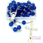 Blue crystal tone beads rose with cross - ROS007 - Zuluf