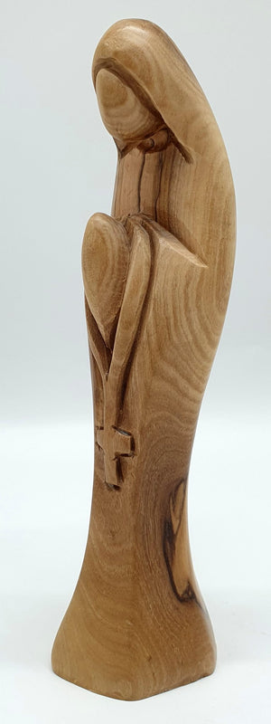 Discover Tranquility: 8" Praying Virgin Mary Olive Wood Carving Statue from Bethlehem - Timeless Spiritual Elegance - Zuluf