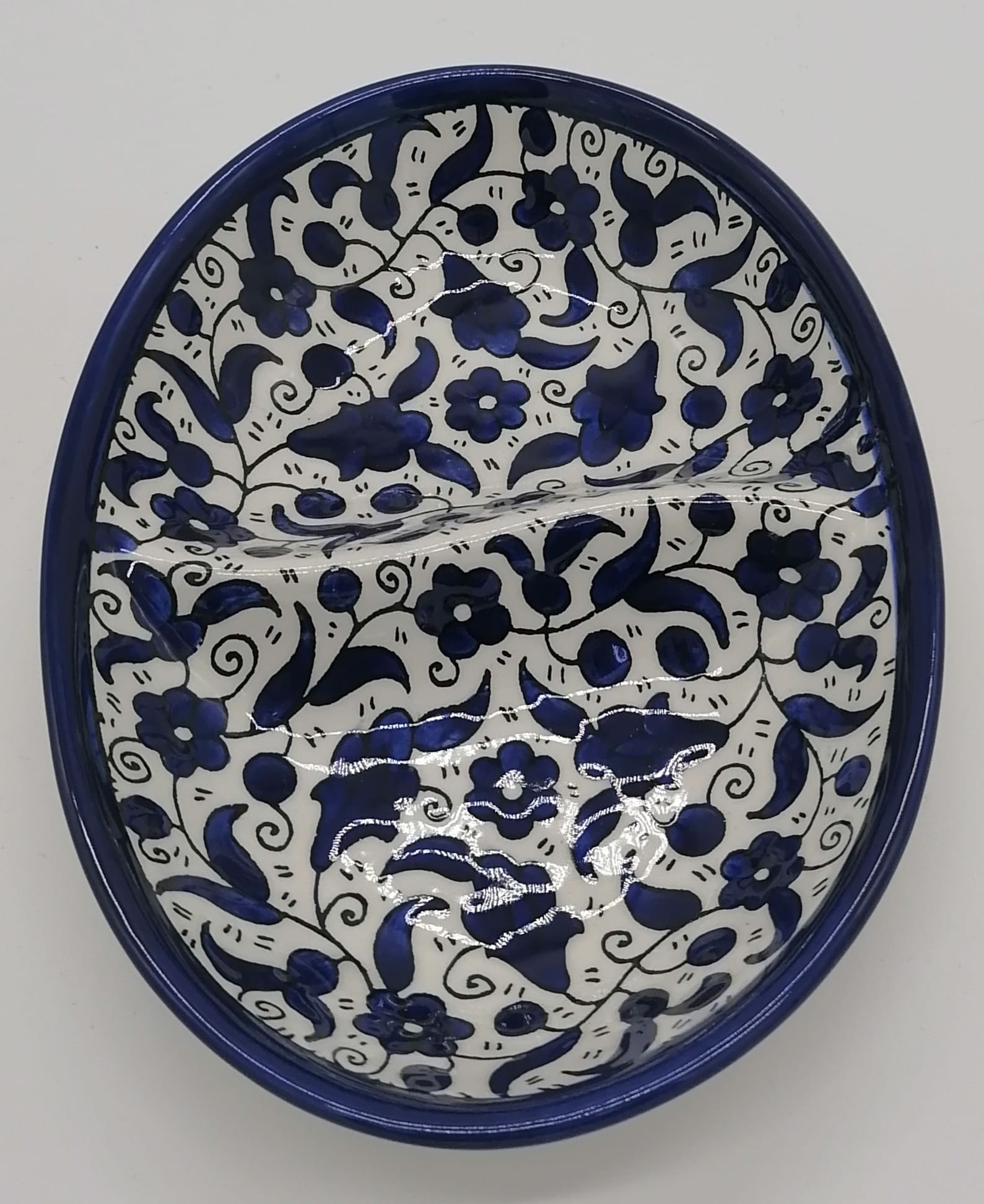 Hand Painted Armenian Ceramic Oval Plate Divided into Two 20*14.5*4 cm CER042 - Zuluf