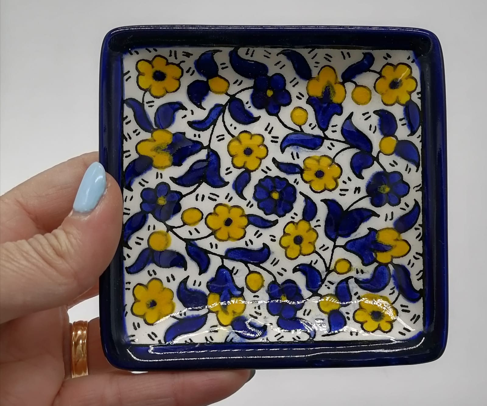 Hand Painted Armenian Ceramic Square Plate 11*11*3 cm CER040 - Zuluf
