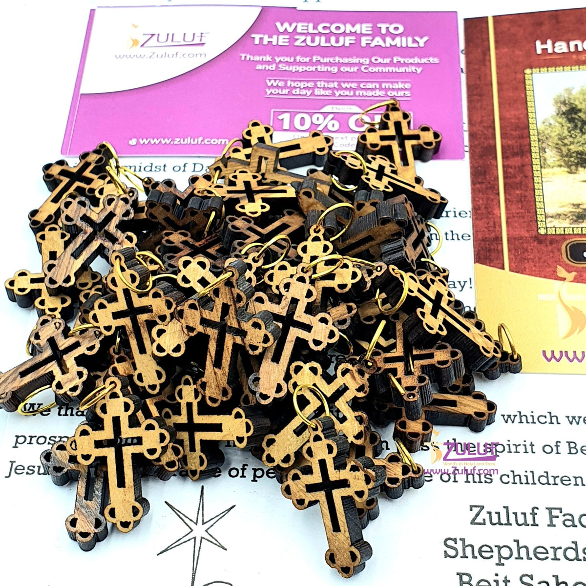 10 Olive Wood Crosses Bracelet Supplies Pen229 – Zuluf