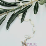 Mother of Pearl Bracelet With Silver Chain and Crucifix - BRA031 - Zuluf