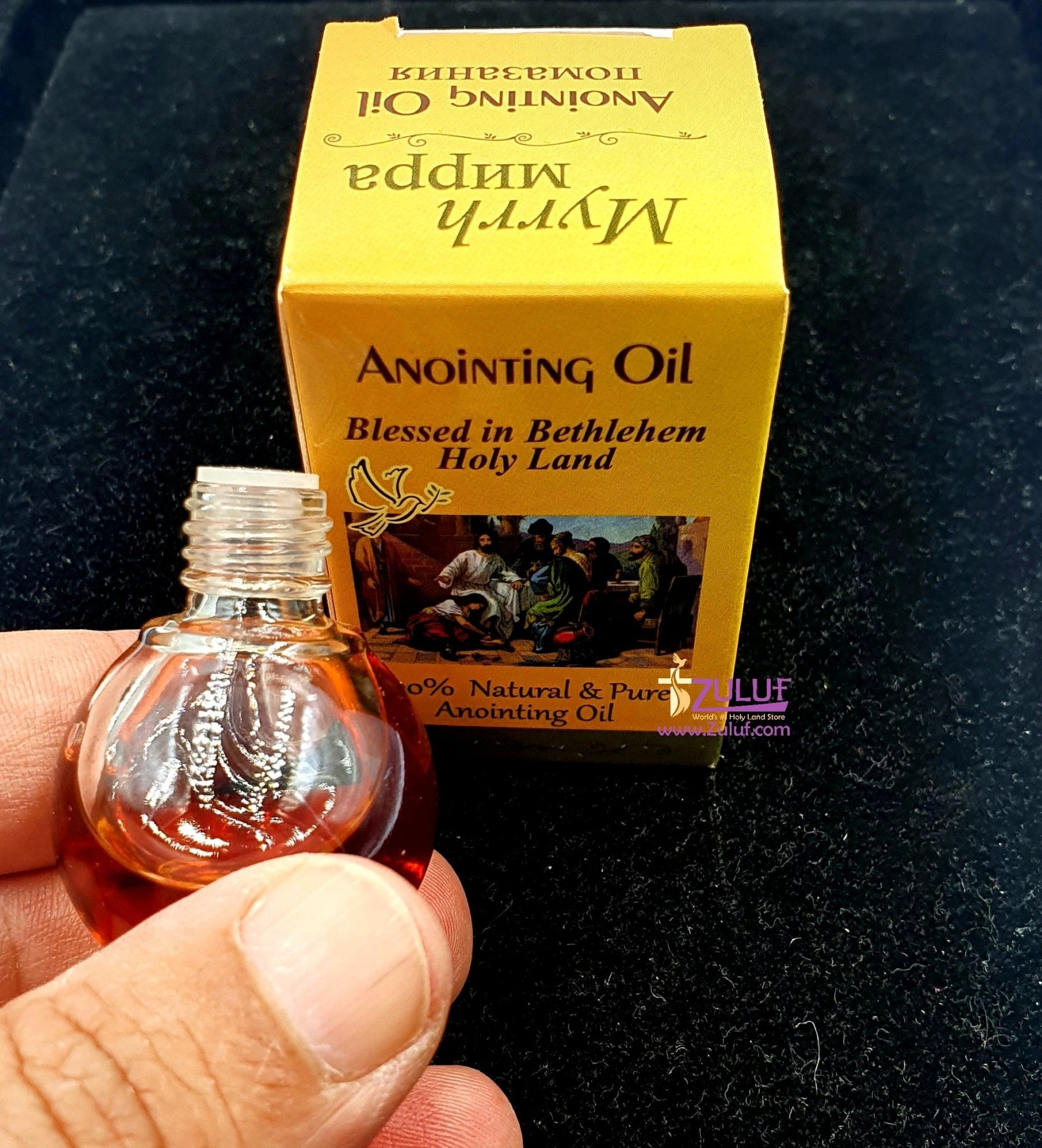 Myrrh Mirra Anointing Oil Jerusalem Glass Bottle anointing oil from jerusalem - NPER020 - Zuluf