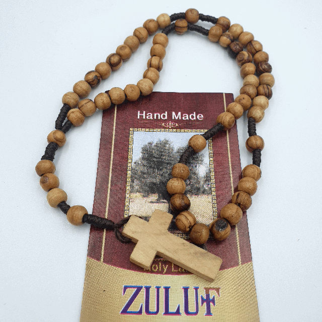 Olive Wood Beads Rosary From Jerusalem - Hand Made (Thread) By Zuluf Factory. (ROS004) - Zuluf