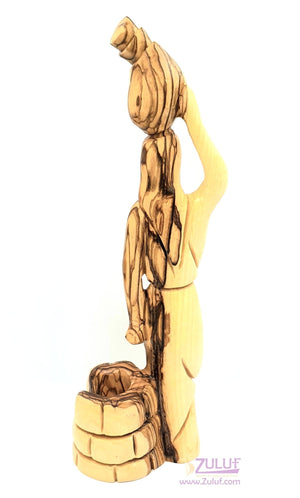 Olive Wood Samaritan Woman - Bethlehem Handicraft statue The Samaritan Woman by Jacob Well MAR022 - Zuluf