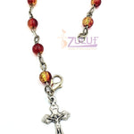 Red Crystal Rosary Bracelet With Silver Chain and Crucifix - BRA010 - Zuluf
