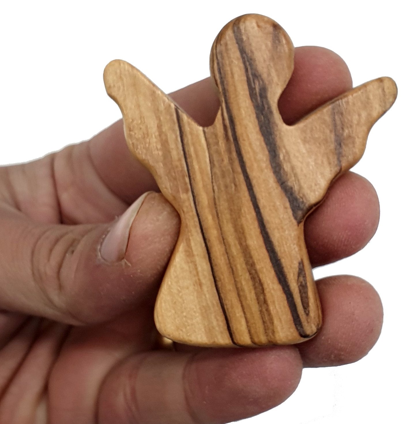 Zuluf Handheld Olive Wood Guardian Angel Figurine - Comfort and Blessings for Stress, Worry, and Anxiety - Perfect Baptismal, Newborn, Birthday, Gender Reveal, Adult, and Senior Gifts, New Favor - Zuluf