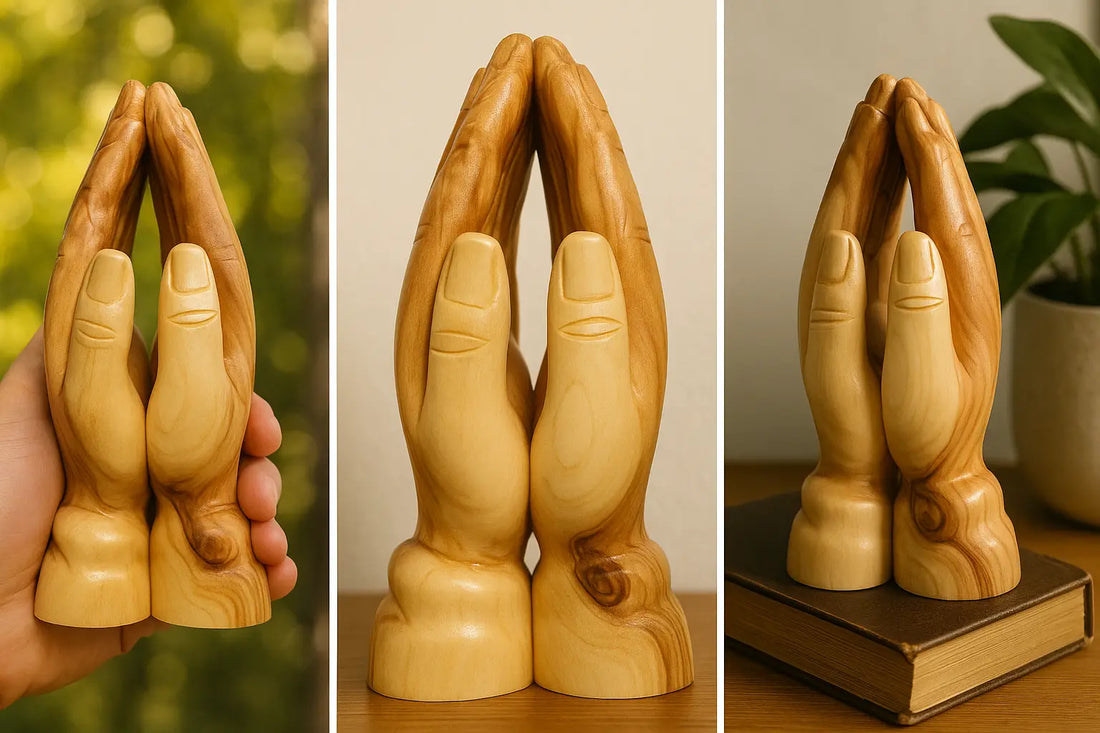Olive wood praying hands – a sacred note from the holy land