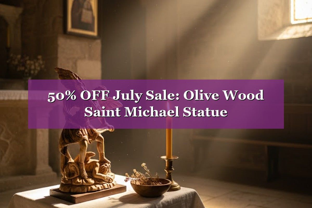 Saint Michael olive wood statue, 50% off July sale