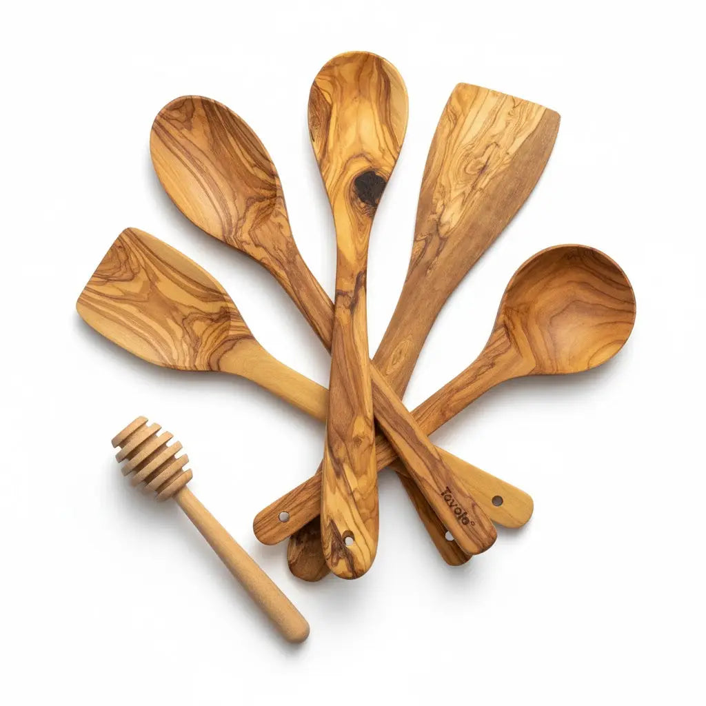 Olive wood kitchen utensils handcrafted in Bethlehem