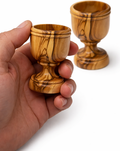 Handcrafted Olive Wood Cup from Bethlehem | Handmade Holy Land Wooden small Cup by Zuluf