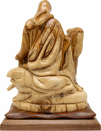 Hand Carved Olive Wood Pietà Statue 11” | Handmade Bethlehem Holy Land Christian Sculpture