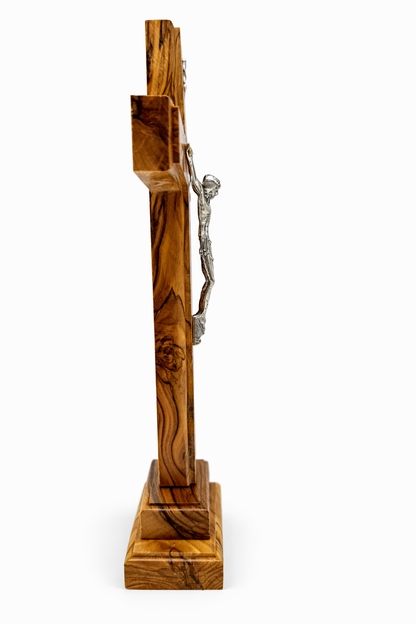 Handmade Olive Wood Saint Benedict Crucifix from Bethlehem – Catholic Standing Cross with - Additional View 10