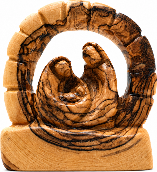 1 Olive Wood Bethlehem Grotto Nativity Holy Family Statue