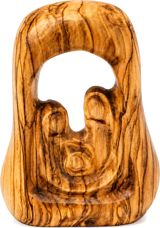 1 Olive Wood Faceless Holy Family Nativity Statue Bethlehem Minimalist