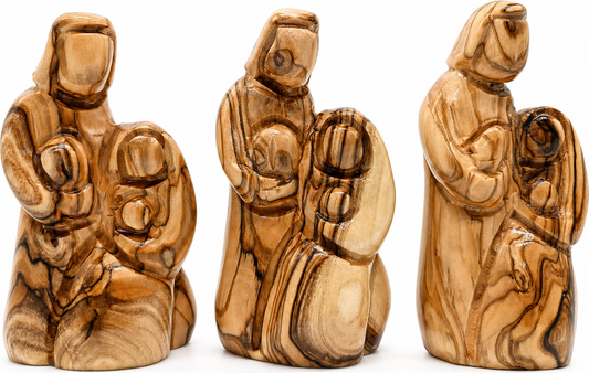 1 Olive Wood Holy Family Adoration Set Of 3 Figurines Bethlehem